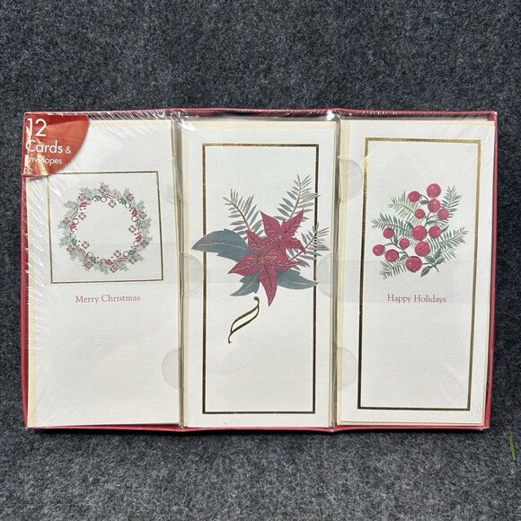 NOS Christmas Cards Variety Box Set Merry Christmas Happy Holidays 12 Total - Picture 1 of 2